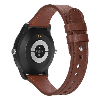 22mm xDfind Double Ring Single Rivet Genuine Leather Watch Band(Dark Brown) by xDfind