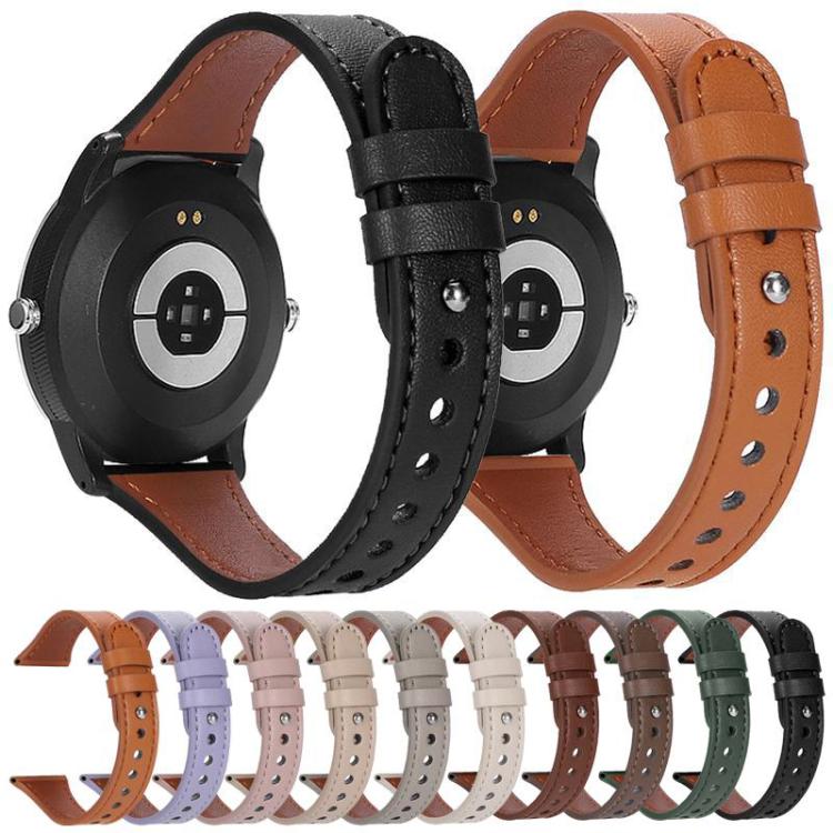 20mm xDfind Double Ring Single Rivet Genuine Leather Watch Band(Apricot) by xDfind