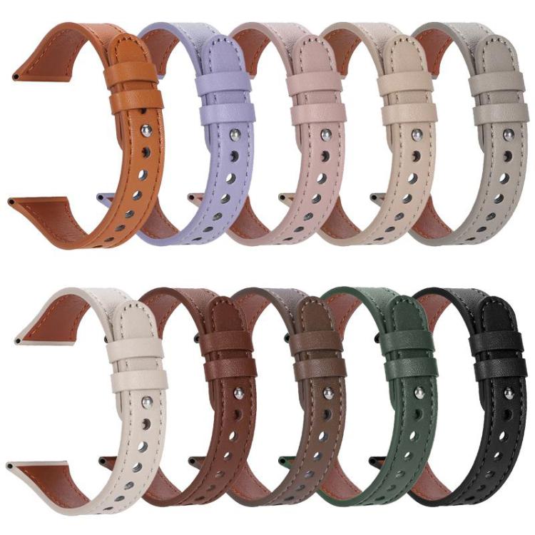 22mm xDfind Double Ring Single Rivet Genuine Leather Watch Band(Purple) by xDfind