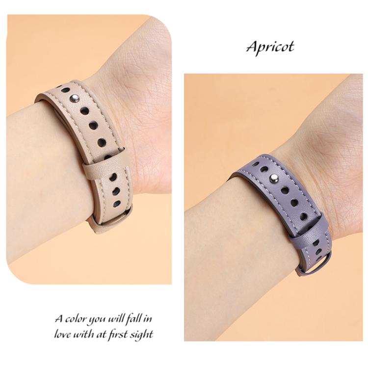 22mm xDfind Double Ring Single Rivet Genuine Leather Watch Band(Pink) by xDfind