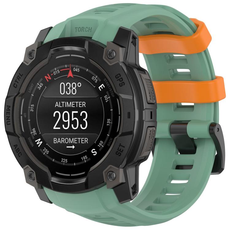 For Garmin Instinct 3 AMOLED 50mm / Solar 50mm xDfind Quick-release Silicone Watch Band(Rainforest Green + Orange) by xDfind