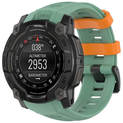 For Garmin Instinct 3 AMOLED 50mm / Solar 50mm xDfind Quick-release Silicone Watch Band(Rainforest Green + Orange) by xDfind