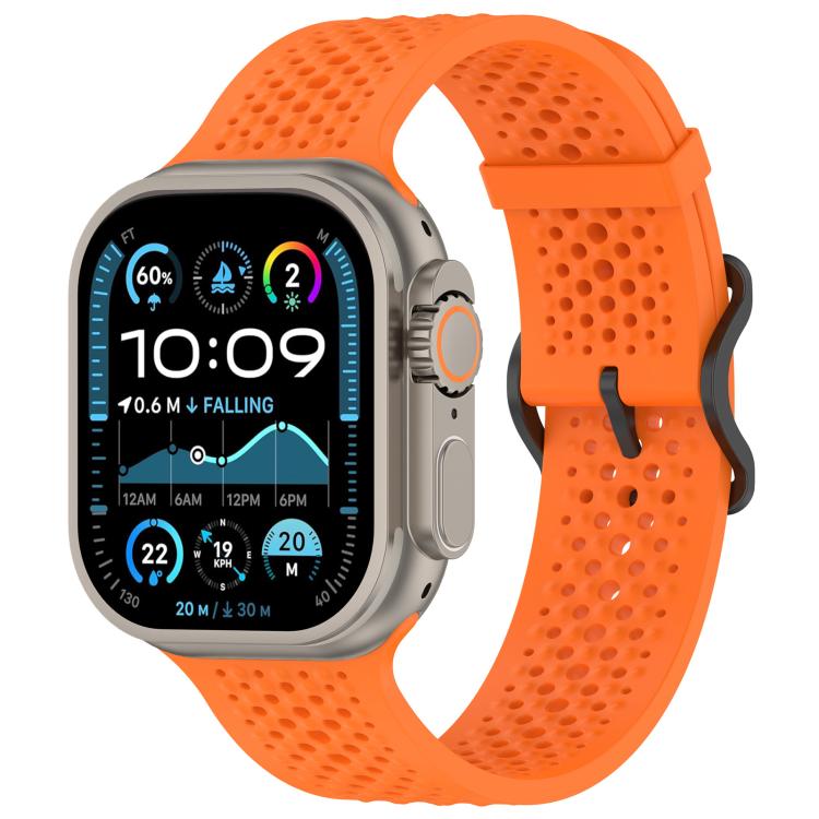 For Apple Watch 42 / 44 / 45 / 46 / 49mm xDfind Breathable Silicone Watch Band(Orange) by xDfind
