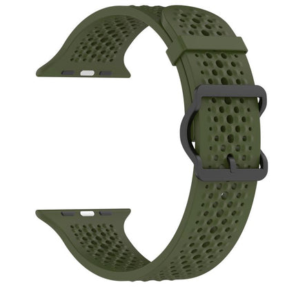 For Apple Watch 42 / 44 / 45 / 46 / 49mm xDfind Breathable Silicone Watch Band(Army Green) by xDfind