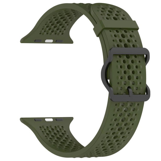 For Apple Watch 42 / 44 / 45 / 46 / 49mm xDfind Breathable Silicone Watch Band(Army Green) by xDfind