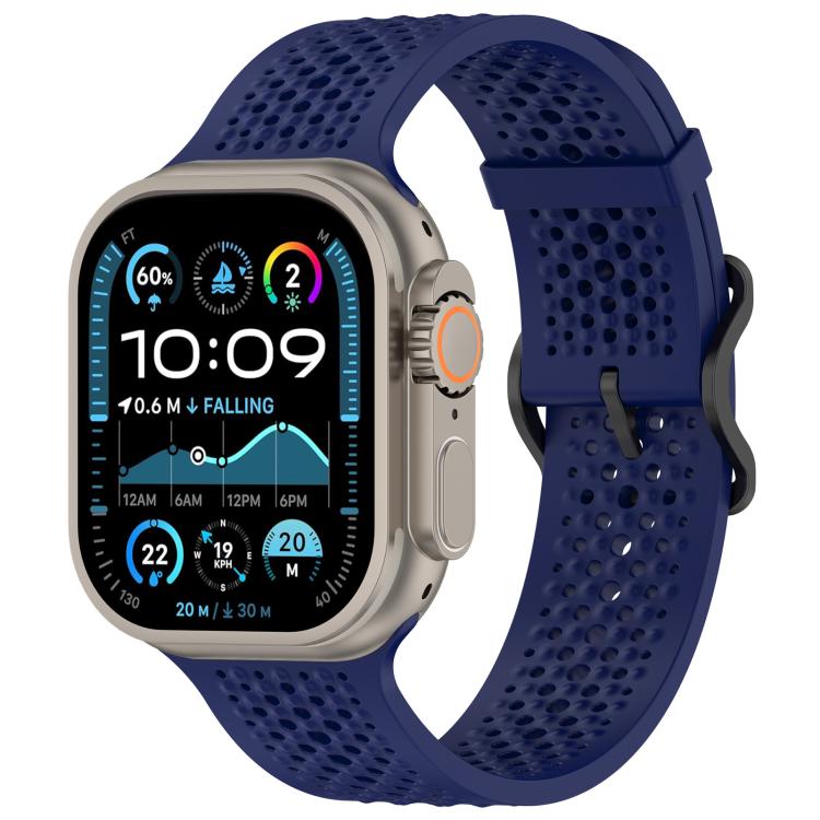 For Apple Watch 42 / 44 / 45 / 46 / 49mm xDfind Breathable Silicone Watch Band(Midnight Blue) by xDfind