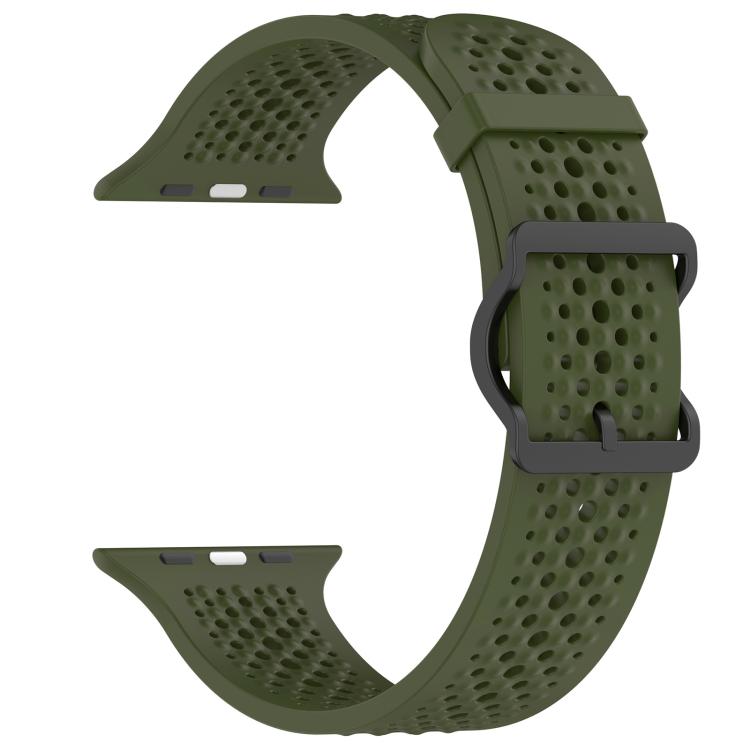 For Apple Watch 38 / 40 / 41 / S10 42mm xDfind Breathable Silicone Watch Band(Army Green) by xDfind