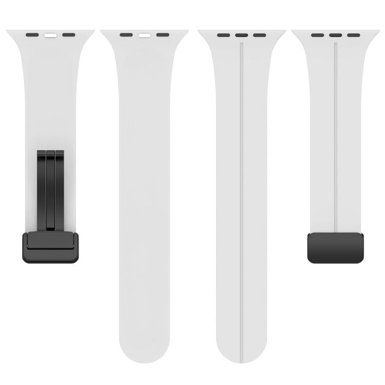 For Apple Watch 42 / 44 / 45 / 46 / 49mm xDfind Flat Head Groove Folding Black Buckle Silicone Watch Band(White) by xDfind