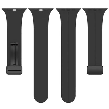 For Apple Watch 42 / 44 / 45 / 46 / 49mm xDfind Flat Head Groove Folding Black Buckle Silicone Watch Band(Black) by xDfind