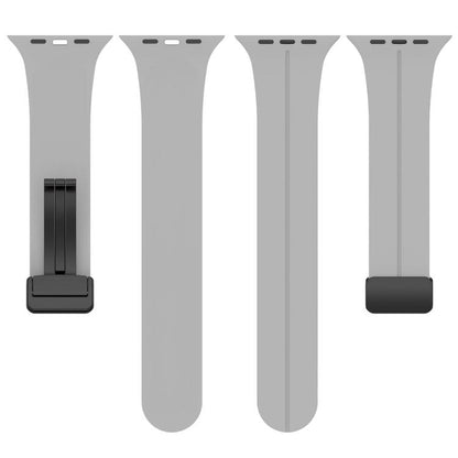 For Apple Watch 42 / 44 / 45 / 46 / 49mm xDfind Flat Head Groove Folding Black Buckle Silicone Watch Band(Light Grey) by xDfind