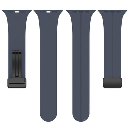 For Apple Watch 42 / 44 / 45 / 46 / 49mm xDfind Flat Head Groove Folding Black Buckle Silicone Watch Band(Midnight Blue) by xDfind