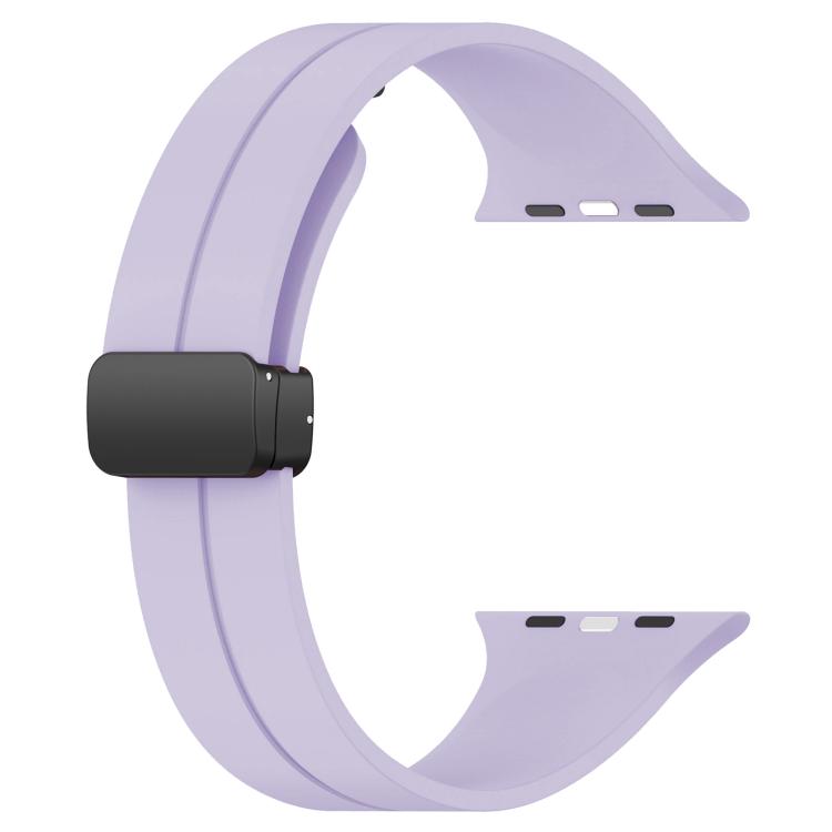 For Apple Watch 42 / 44 / 45 / 46 / 49mm xDfind Flat Head Groove Folding Black Buckle Silicone Watch Band(Purple) by xDfind