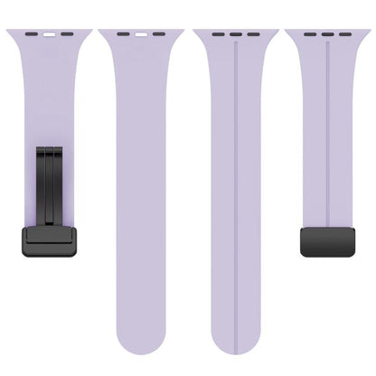 For Apple Watch 42 / 44 / 45 / 46 / 49mm xDfind Flat Head Groove Folding Black Buckle Silicone Watch Band(Purple) by xDfind