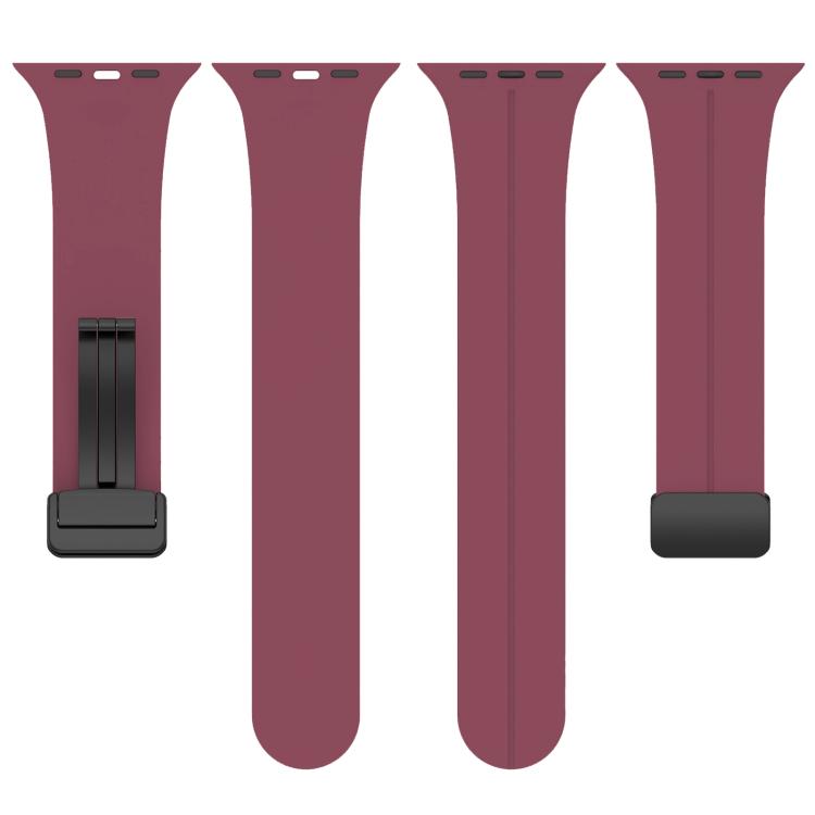 For Apple Watch 38 / 40 / 41 / S10 42mm xDfind Flat Head Groove Folding Black Buckle Silicone Watch Band(Wine Red) by xDfind
