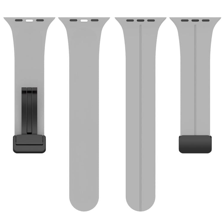 For Apple Watch 38 / 40 / 41 / S10 42mm xDfind Flat Head Groove Folding Black Buckle Silicone Watch Band(Light Grey) by xDfind