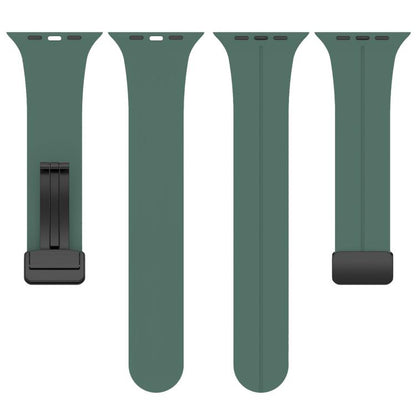 For Apple Watch 38 / 40 / 41 / S10 42mm xDfind Flat Head Groove Folding Black Buckle Silicone Watch Band(Pine Green) by xDfind