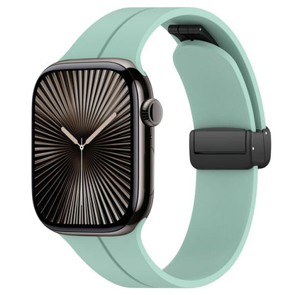 For Apple Watch 38 / 40 / 41 / S10 42mm xDfind Flat Head Groove Folding Black Buckle Silicone Watch Band(Emerald Green) by xDfind