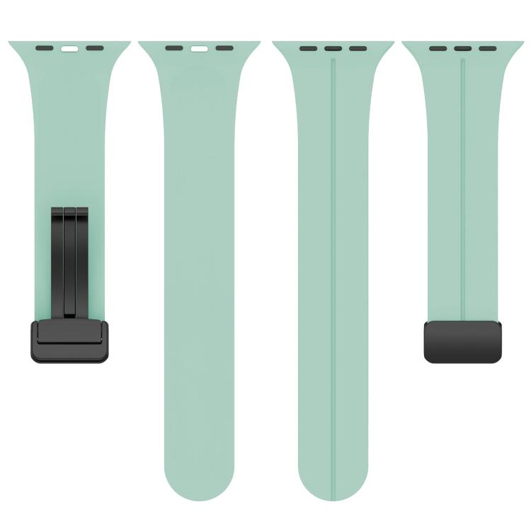 For Apple Watch 38 / 40 / 41 / S10 42mm xDfind Flat Head Groove Folding Black Buckle Silicone Watch Band(Emerald Green) by xDfind