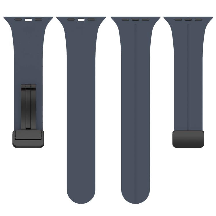 For Apple Watch 38 / 40 / 41 / S10 42mm xDfind Flat Head Groove Folding Black Buckle Silicone Watch Band(Midnight Blue) by xDfind