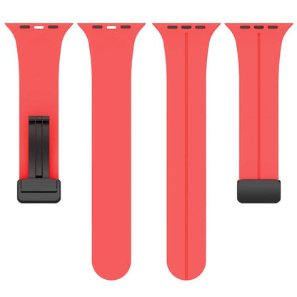 For Apple Watch 38 / 40 / 41 / S10 42mm xDfind Flat Head Groove Folding Black Buckle Silicone Watch Band(Red) by xDfind