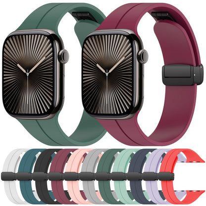 For Apple Watch 38 / 40 / 41 / S10 42mm xDfind Flat Head Groove Folding Black Buckle Silicone Watch Band(Light Pink) by xDfind