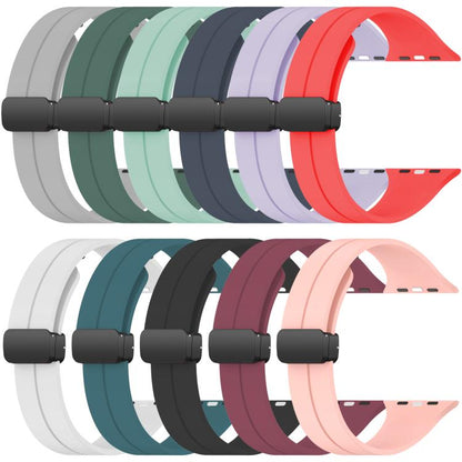 For Apple Watch 42 / 44 / 45 / 46 / 49mm xDfind Flat Head Groove Folding Black Buckle Silicone Watch Band(Light Grey) by xDfind