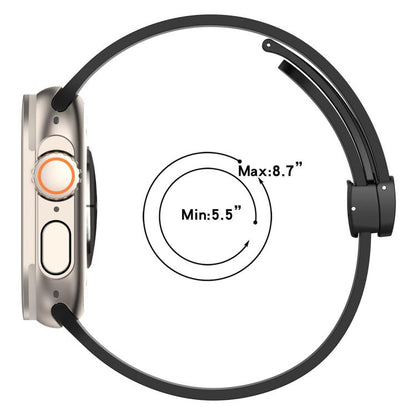 For Apple Watch 42 / 44 / 45 / 46 / 49mm xDfind Flat Head Groove Folding Black Buckle Silicone Watch Band(Light Grey) by xDfind