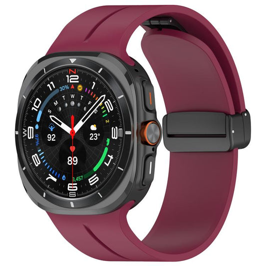 For Samsung Galaxy Watch Ultra / Ultra 2025 xDfind Flat Head Groove Folding Black Buckle Silicone Watch Band(Wine Red) by xDfind
