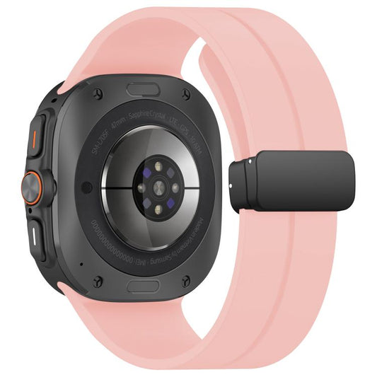 For Samsung Galaxy Watch Ultra / Ultra 2025 xDfind Flat Head Groove Folding Black Buckle Silicone Watch Band(Light Pink) by xDfind