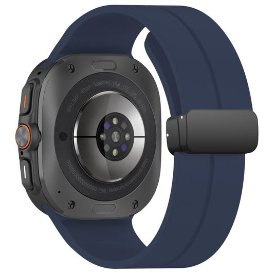 For Samsung Galaxy Watch Ultra / Ultra 2025 xDfind Flat Head Groove Folding Black Buckle Silicone Watch Band(Midnight Blue) by xDfind