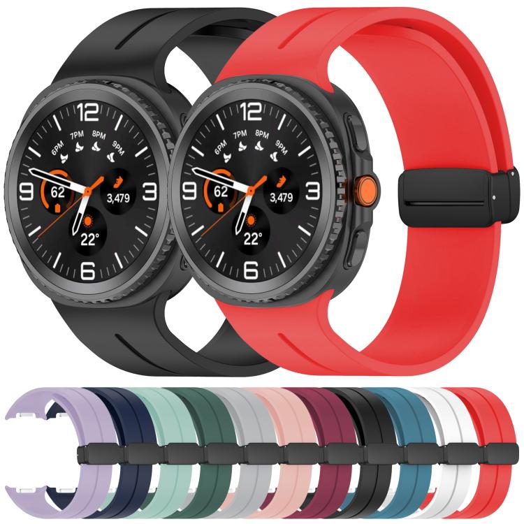 For Samsung Galaxy Watch Ultra / Ultra 2025 xDfind Flat Head Groove Folding Black Buckle Silicone Watch Band(Purple) by xDfind