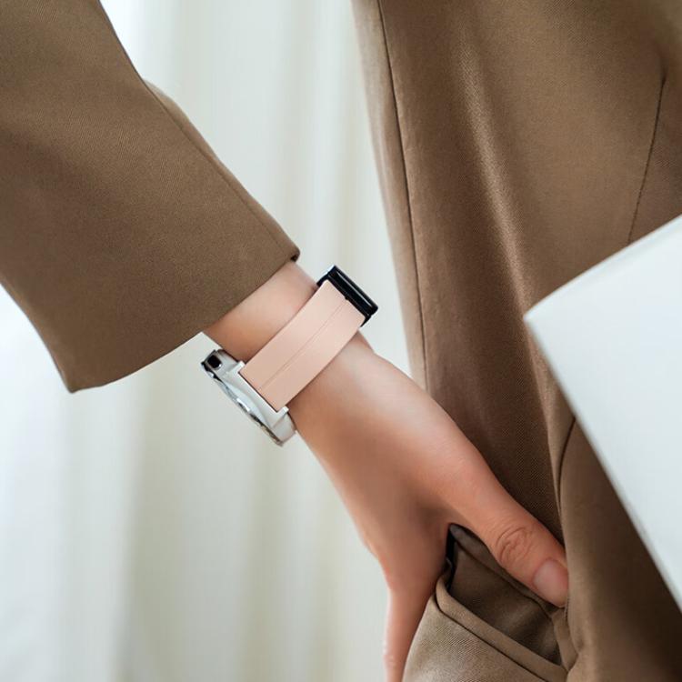 For Samsung Galaxy Watch Ultra / Ultra 2025 xDfind Flat Head Groove Folding Black Buckle Silicone Watch Band(Light Pink) by xDfind