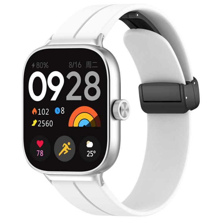 For Xiaomi Band 9 Pro/8 Pro/Redmi Watch 6/5/4 xDfind Flat Head Groove Folding Black Buckle Silicone Watch Band(White) by xDfind