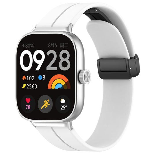 For Xiaomi Band 9 Pro/8 Pro/Redmi Watch 6/5/4 xDfind Flat Head Groove Folding Black Buckle Silicone Watch Band(White) by xDfind