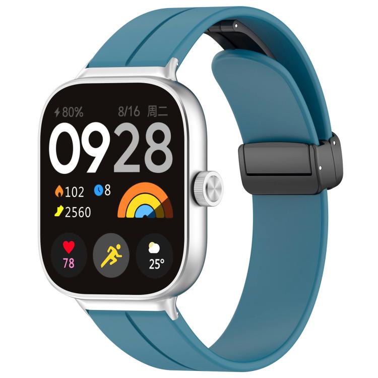 For Xiaomi Band 9 Pro/8 Pro/Redmi Watch 6/5/4 xDfind Flat Head Groove Folding Black Buckle Silicone Watch Band(Rock Blue) by xDfind