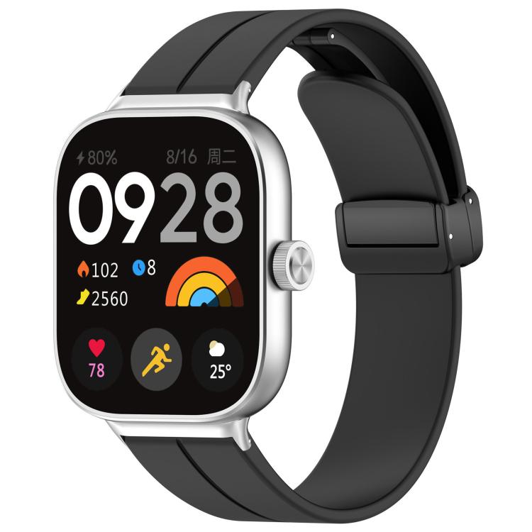For Xiaomi Band 9 Pro/8 Pro/Redmi Watch 6/5/4 xDfind Flat Head Groove Folding Black Buckle Silicone Watch Band(Black) by xDfind