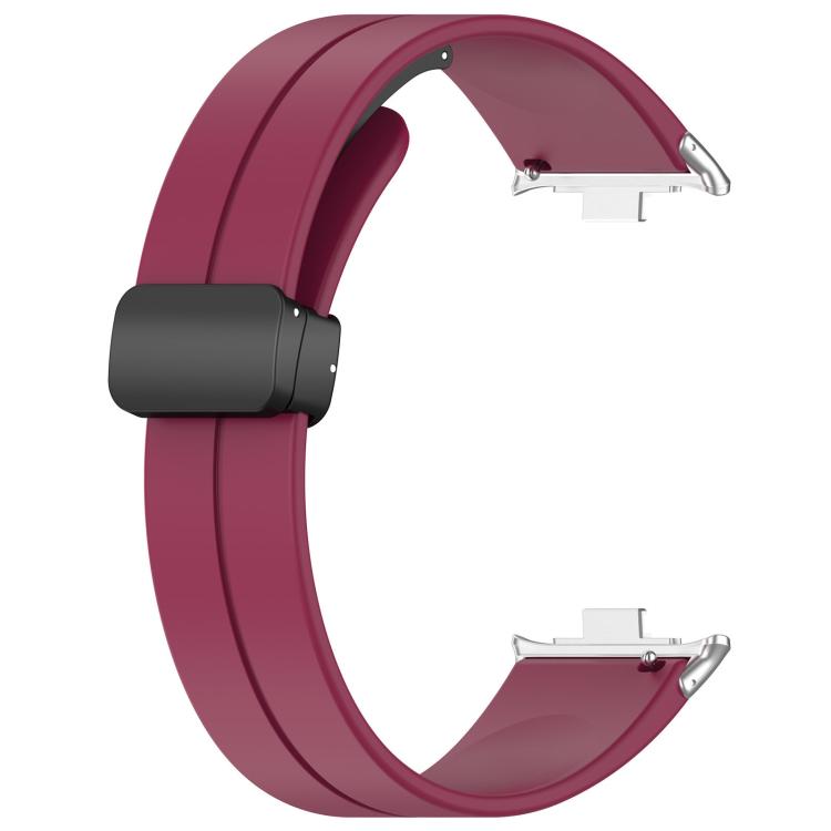 For Xiaomi Band 9 Pro/8 Pro/Redmi Watch 6/5/4 xDfind Flat Head Groove Folding Black Buckle Silicone Watch Band(Wine Red) by xDfind