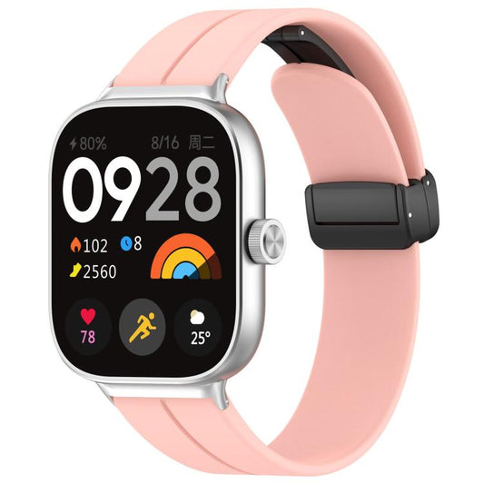 For Xiaomi Band 9 Pro/8 Pro/Redmi Watch 6/5/4 xDfind Flat Head Groove Folding Black Buckle Silicone Watch Band(Light Pink) by xDfind