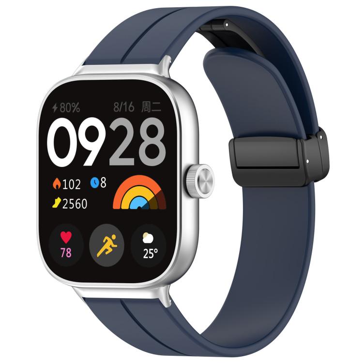 For Xiaomi Band 9 Pro/8 Pro/Redmi Watch 6/5/4 xDfind Flat Head Groove Folding Black Buckle Silicone Watch Band(Midnight Blue) by xDfind