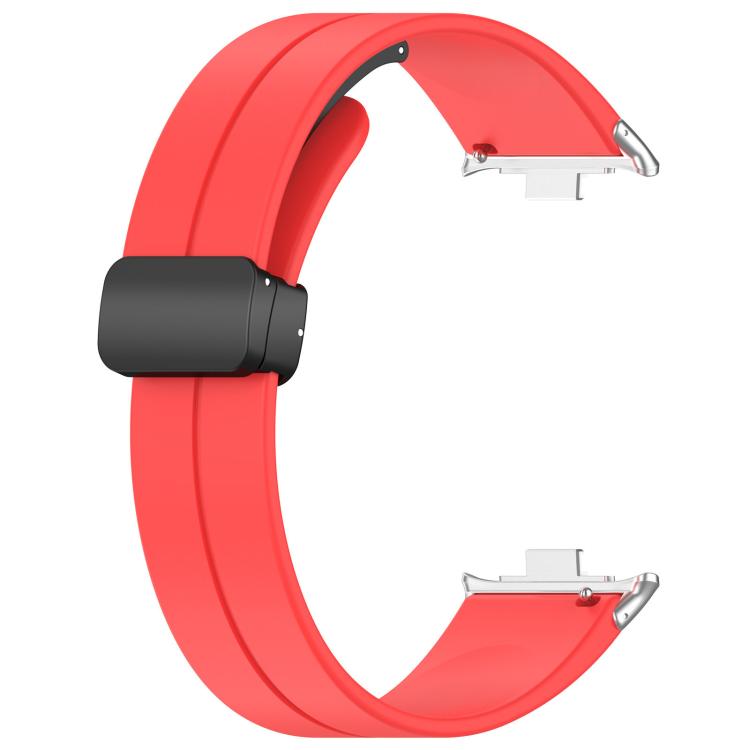 For Xiaomi Band 9 Pro/8 Pro/Redmi Watch 6/5/4 xDfind Flat Head Groove Folding Black Buckle Silicone Watch Band(Red) by xDfind