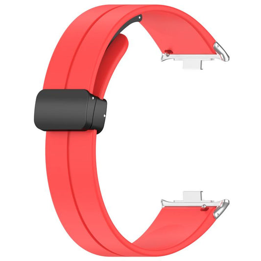 For Xiaomi Band 9 Pro/8 Pro/Redmi Watch 6/5/4 xDfind Flat Head Groove Folding Black Buckle Silicone Watch Band(Red) by xDfind