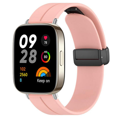 For Redmi Watch 3 xDfind Flat Head Groove Folding Black Buckle Silicone Watch Band(Light Pink) by xDfind