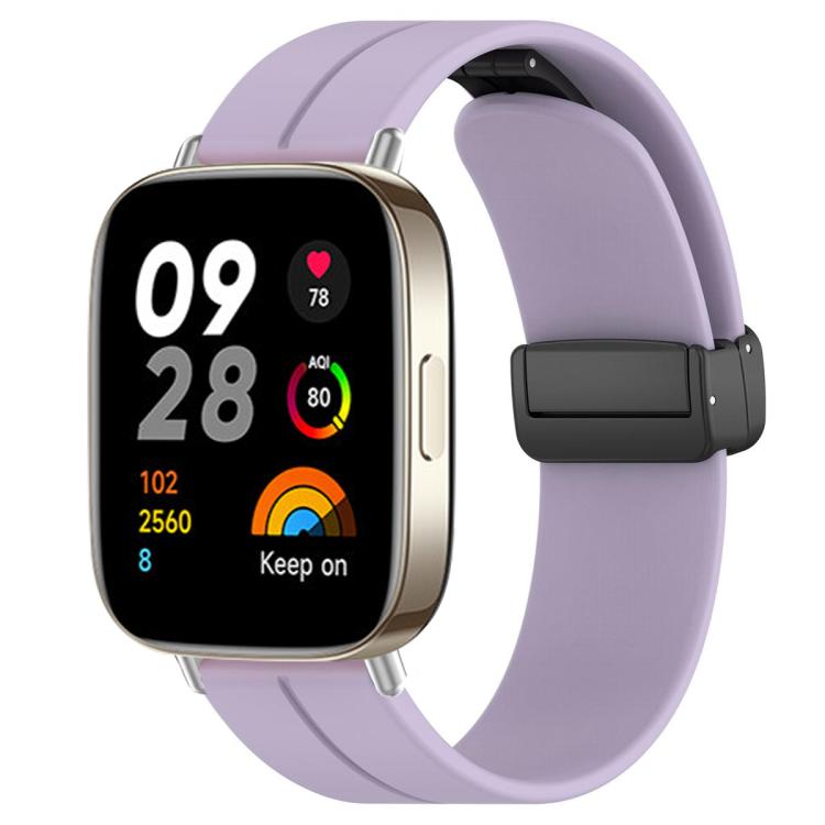 For Redmi Watch 3 xDfind Flat Head Groove Folding Black Buckle Silicone Watch Band(Purple) by xDfind