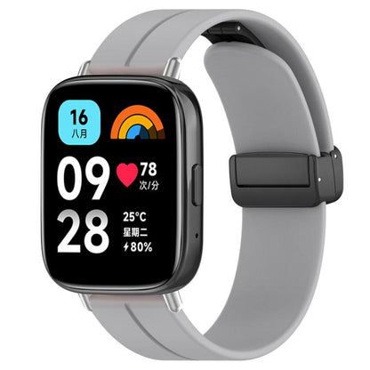 For Redmi Watch 3 Active / Watch 3 Lite xDfind Flat Head Groove Folding Black Buckle Silicone Watch Band(Light Grey) by xDfind