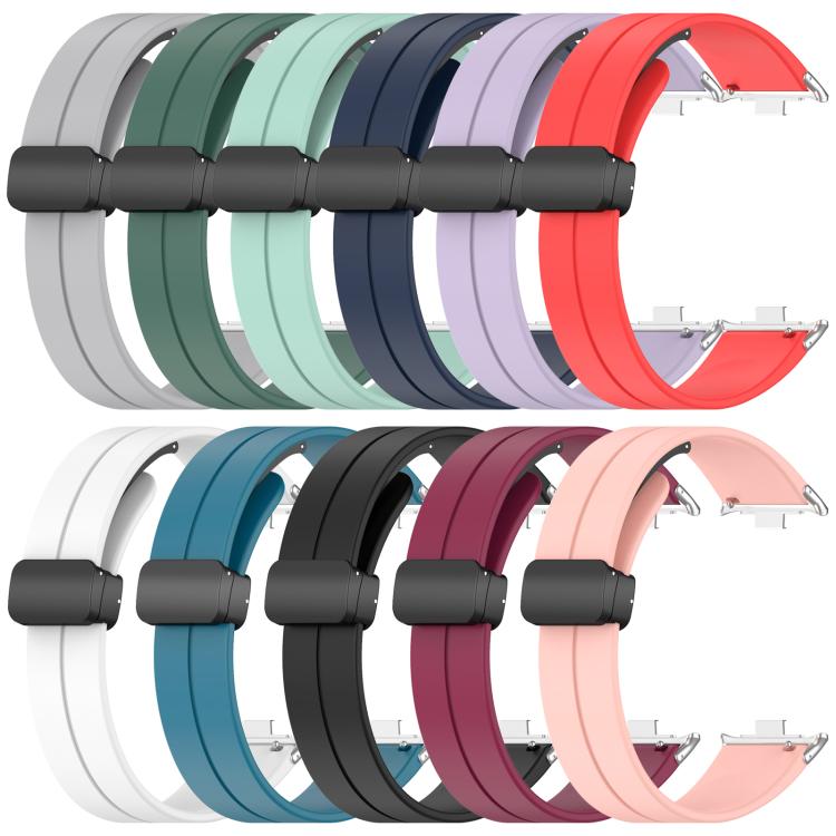 For Xiaomi Band 9 Pro/8 Pro/Redmi Watch 6/5/4 xDfind Flat Head Groove Folding Black Buckle Silicone Watch Band(Red) by xDfind