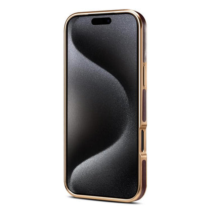 For iPhone 17 Pro Max Denior Oil Wax Leather Electroplating Phone Case(Black) by Denior