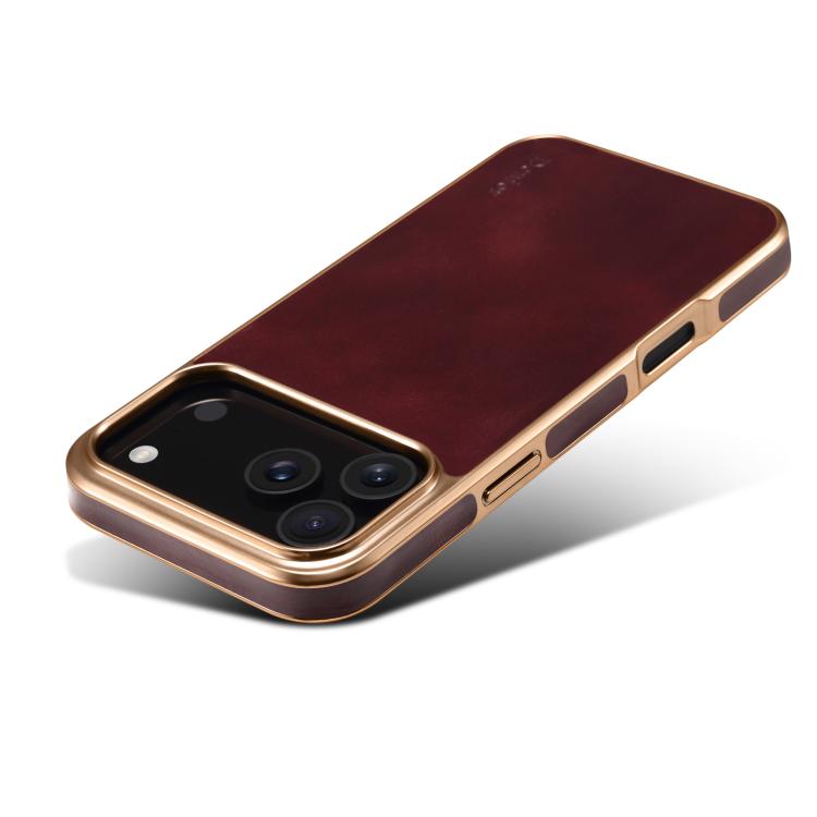 For iPhone 17 Pro Denior Oil Wax Leather Electroplating Phone Case(Red) by Denior