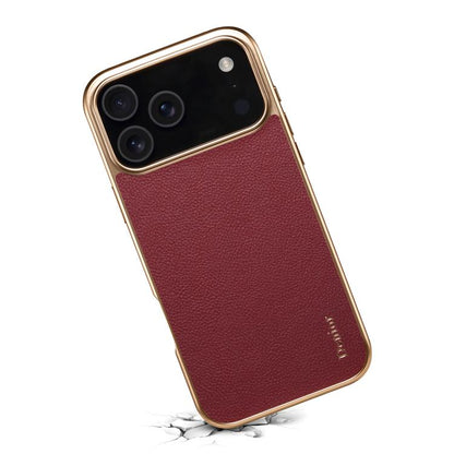 For iPhone 17 Pro Denior Cowhide Leather Plating Phone Case(Red) by Denior