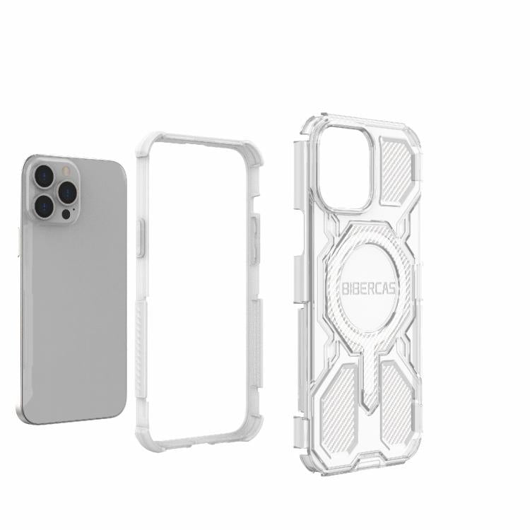 For iPhone 13 Pro Max BIBERCAS Transparent Color Series MagSafe Air Bag Shockproof Phone Case(White) by BIBERCAS