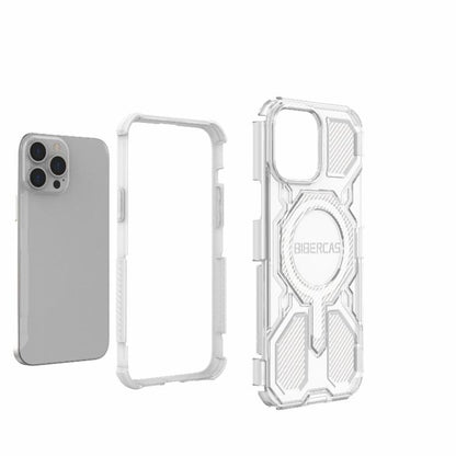 For iPhone 13 Pro Max BIBERCAS Transparent Color Series MagSafe Air Bag Shockproof Phone Case(White) by BIBERCAS